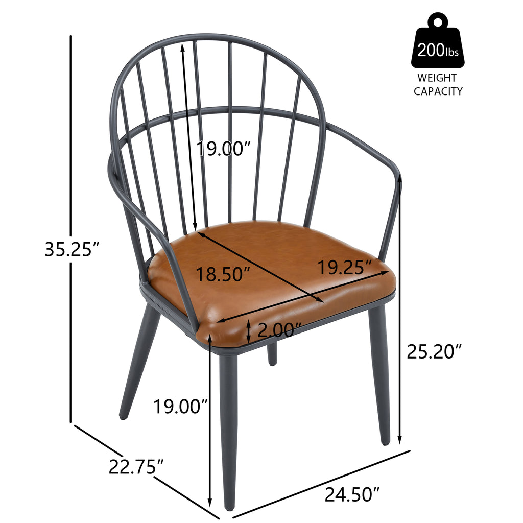 Indoor Upholstered Dining Chair With Metal Legs (Set of 2)