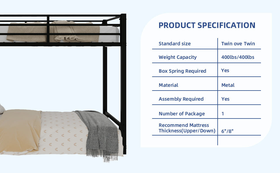 Metal Twin Over Twin Bunk Bed