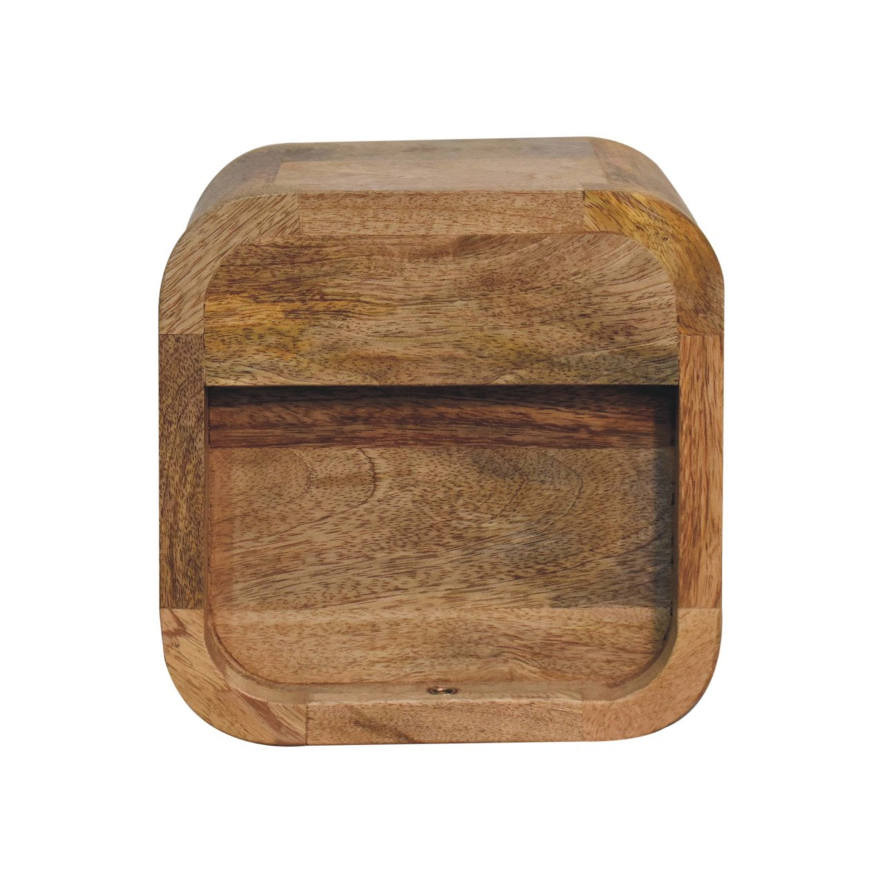 Extra Mini Curved Oak-ish Bedside with Open Slot, 1-Drawer