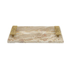 17.7" Marble Tray with Gold Handles