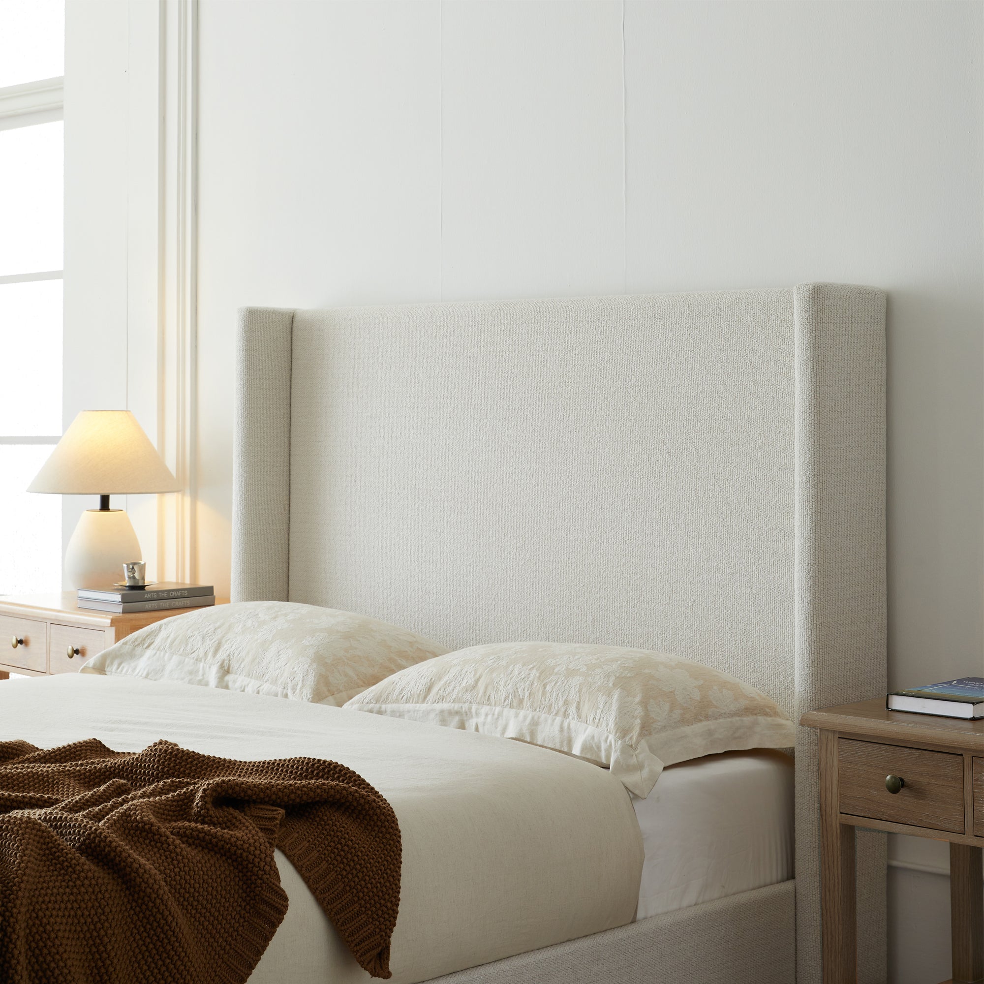 Hale Upholstered Wingback Bed - Queen Size