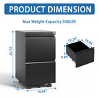 2 Drawer Metal Mobile File Cabinet, Rolling File Cabinet with Lock