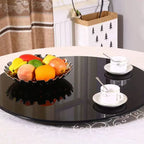 Black Painting Tempered Glass Round Table Top - 35.4 Inch