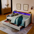 Twin Size Upholstery Sofa Bed with LED Lights