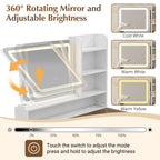 Makeup Vanity with LED Lighted Mirror
