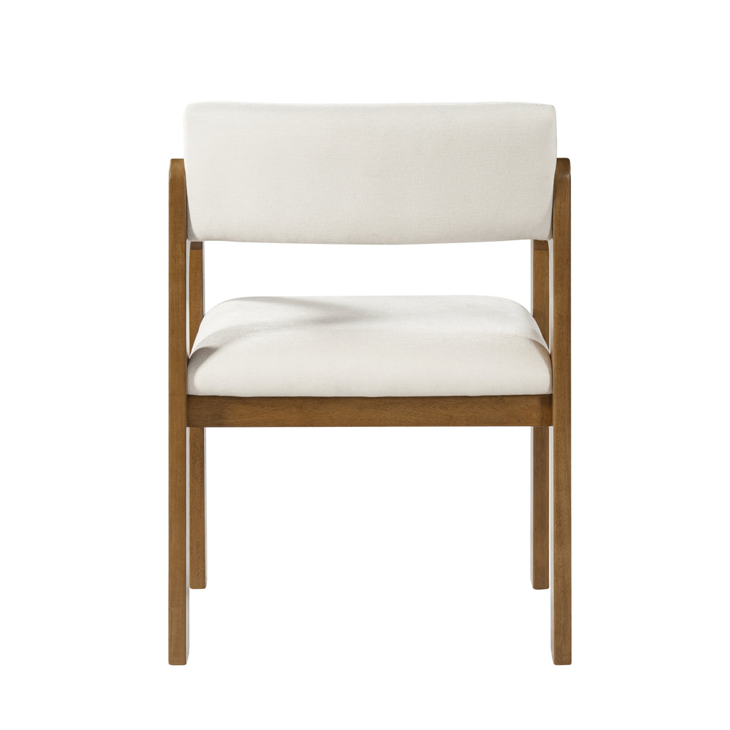 Modern Rubber Wood Dining Chairs, Upholstered Fabric Armchairs(Set of 2)