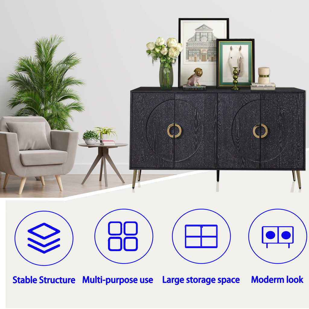 Modern Lacquered 4 Door Wooden Cabinet Sideboard Buffet