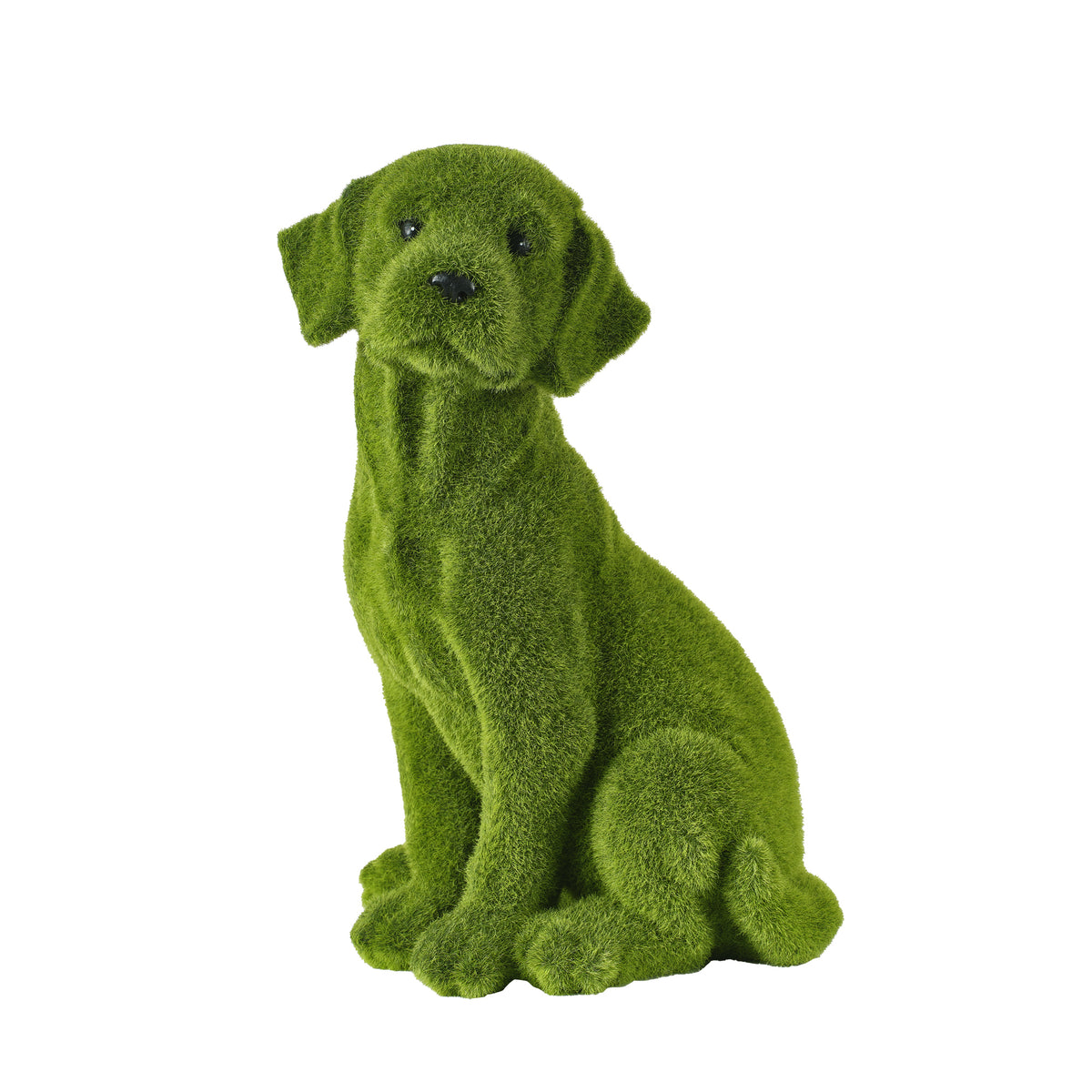 13.4" Garden Statue, Flocked Dog Figurine Style B, Resin