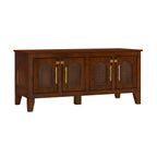 Lars Indoor Rattan Decorated Rubber Wood Dog Crate Cabinet Furniture