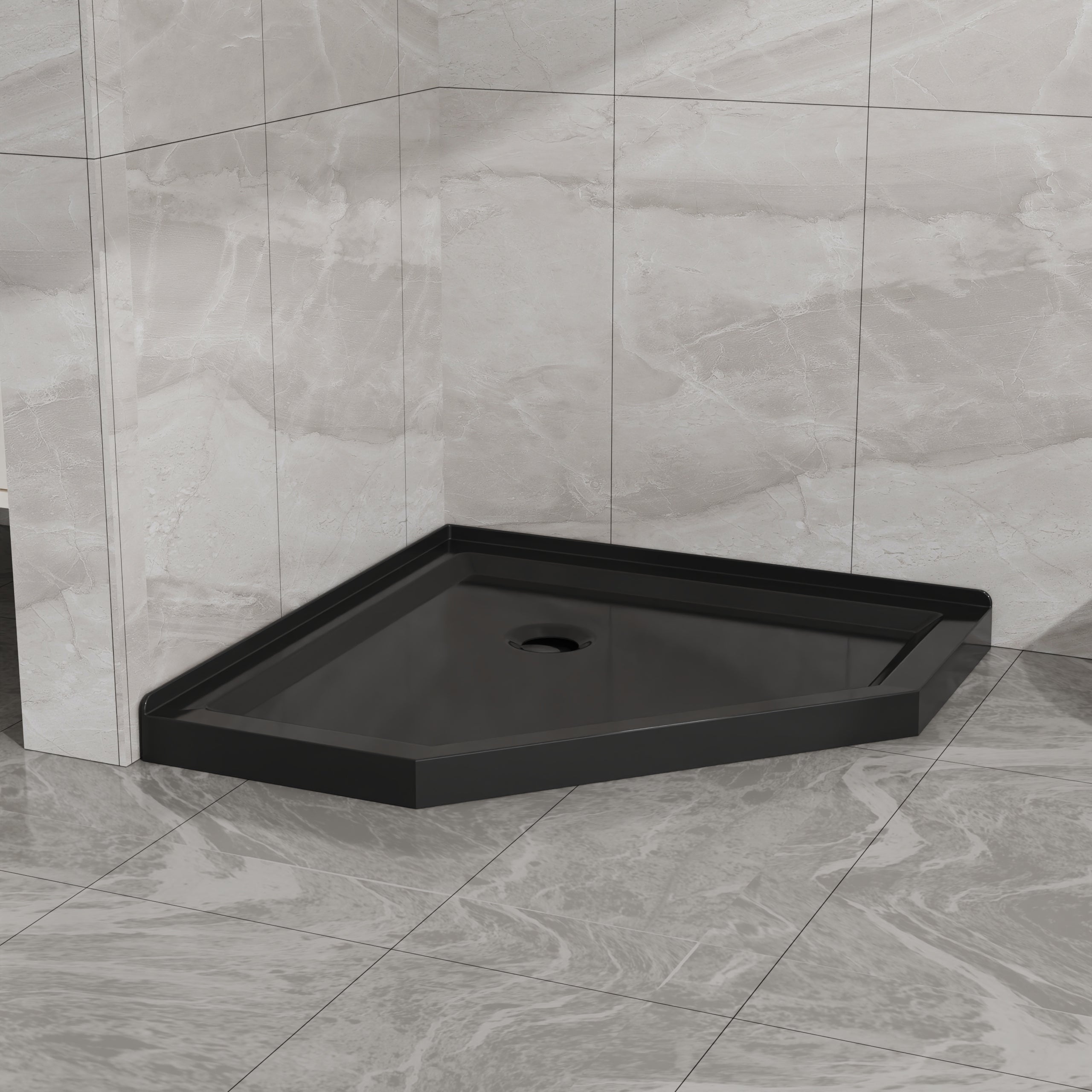 Goodyo 36 in. Corner Drain Neo-Angle Shower Base