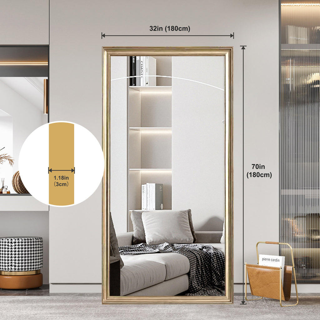 70" x 32" Gold Full Length Floor Mirror