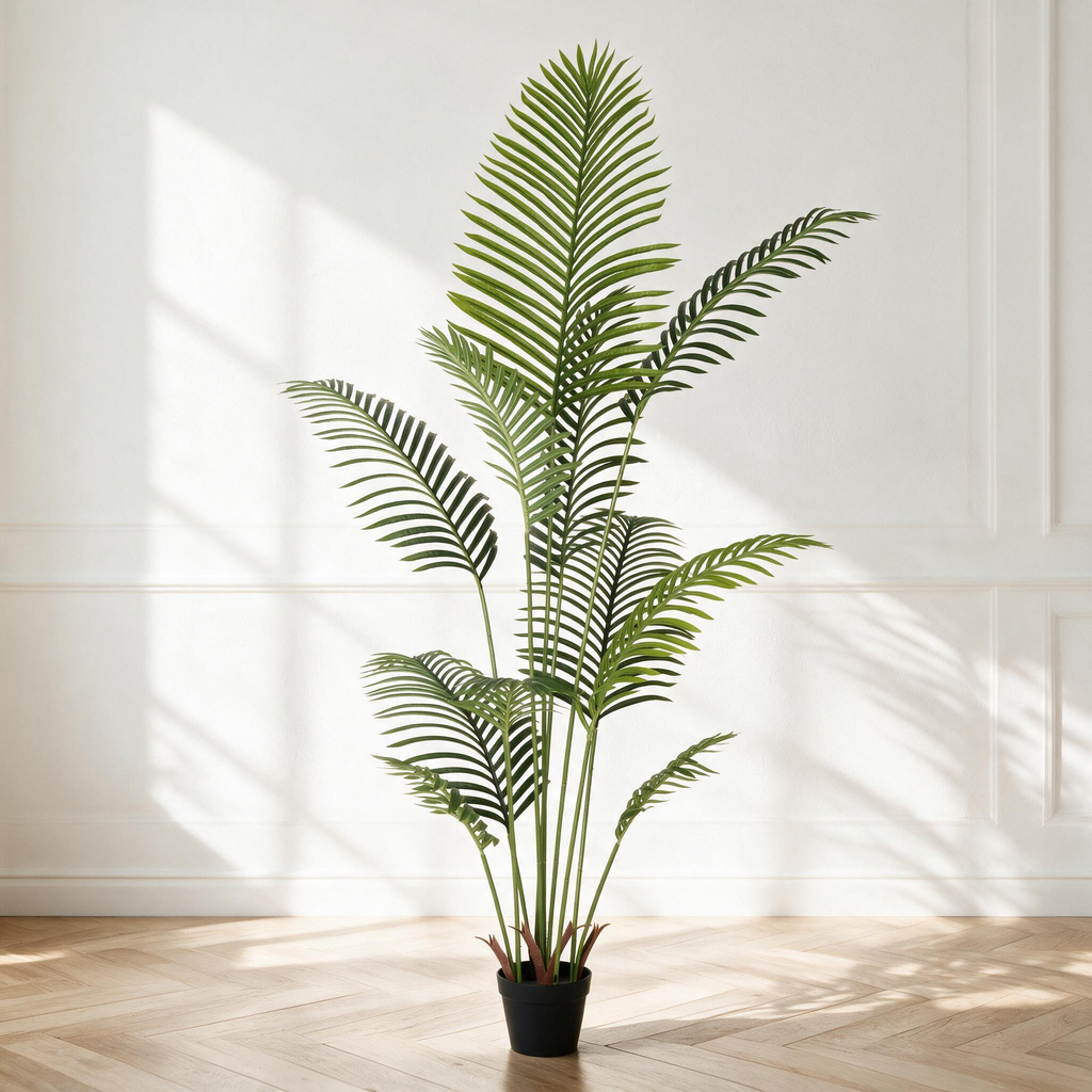 6-Foot Artificial Palm Tree Set of 2, Realistic Tropical Faux Plants, Green Leaves