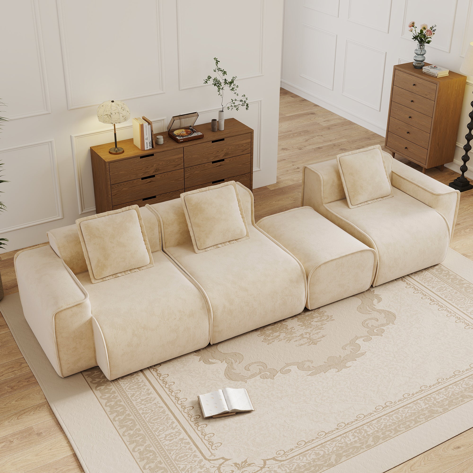 Streamlined Design Modular 3 Seat L Shape Sectional Sofa
