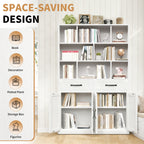 71" H Metal Bookcase with 2 Doors & 2 Drawers