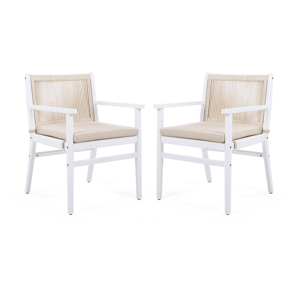 Acacia Wood Outdoor Dining Chairs Set of 2
