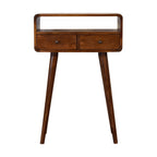 Solid Wood Mini Console Table, 2-Drawers, 1 Open Slot