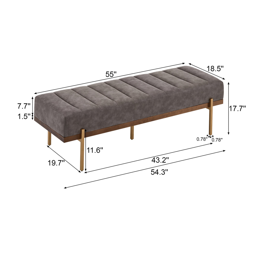 Upholstered Channel Tufted Ottoman Bench Seat
