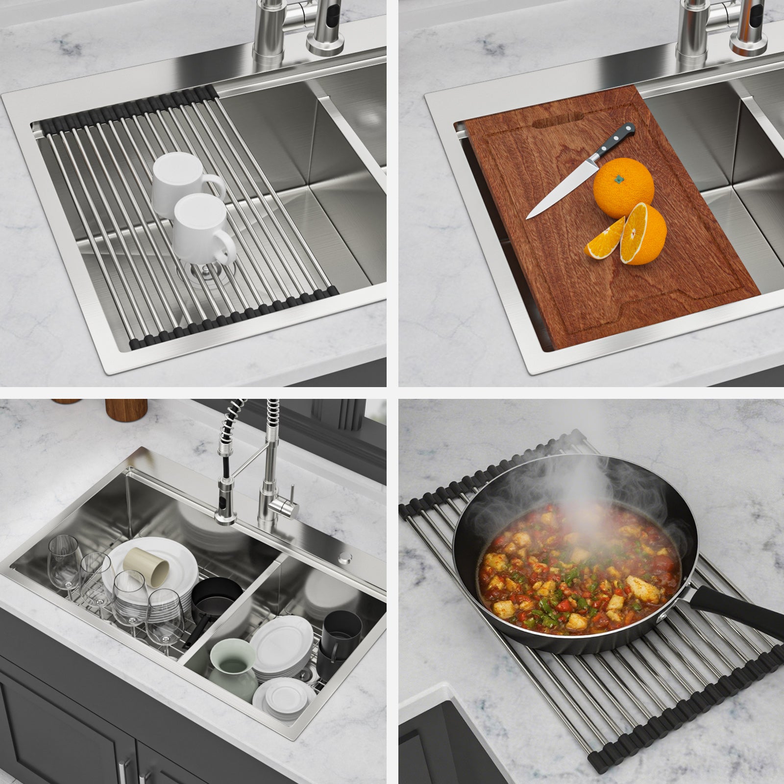 Topmount Drop In Kitchen Sink - 36"x 22" Double Bowl