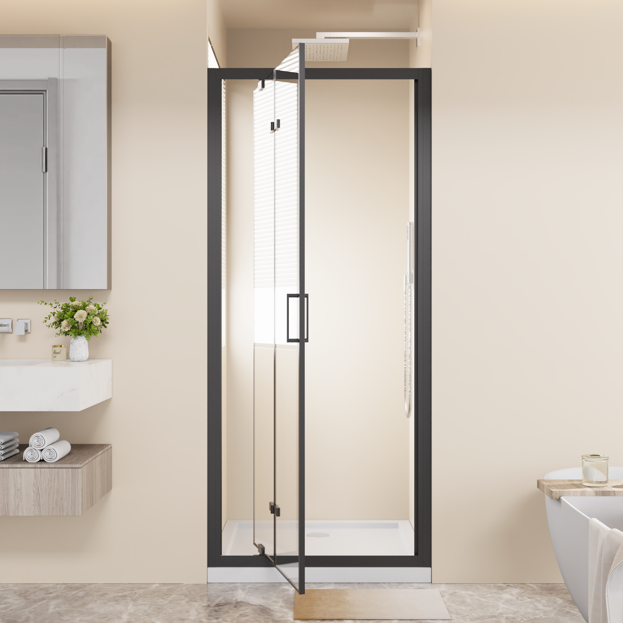 Framed Bi-Fold Pivot Shower Door 30"x72"