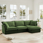 L-Shaped Slipcovered Sectional Sofa Couch