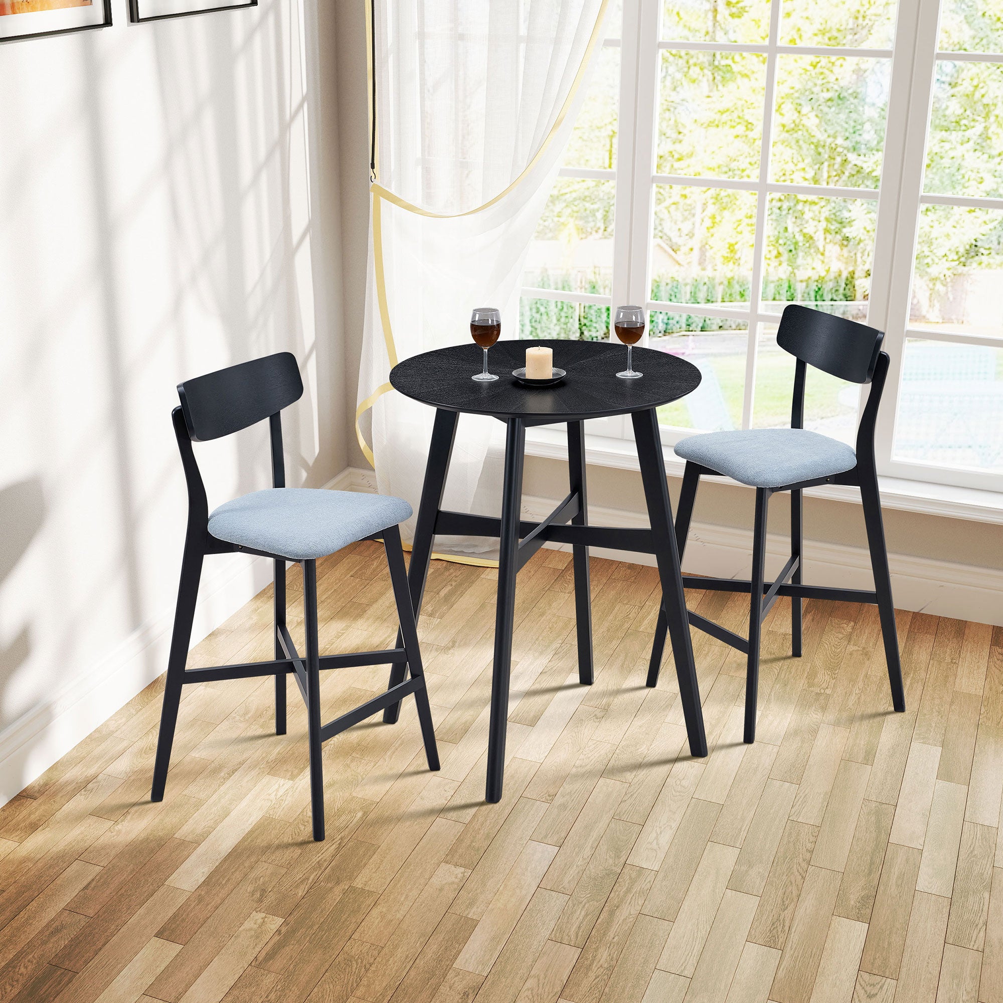Wooden Bar Chairs Set of 2