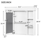 35" x 28" White Wall Mounted Bathroom Storage Cabinet