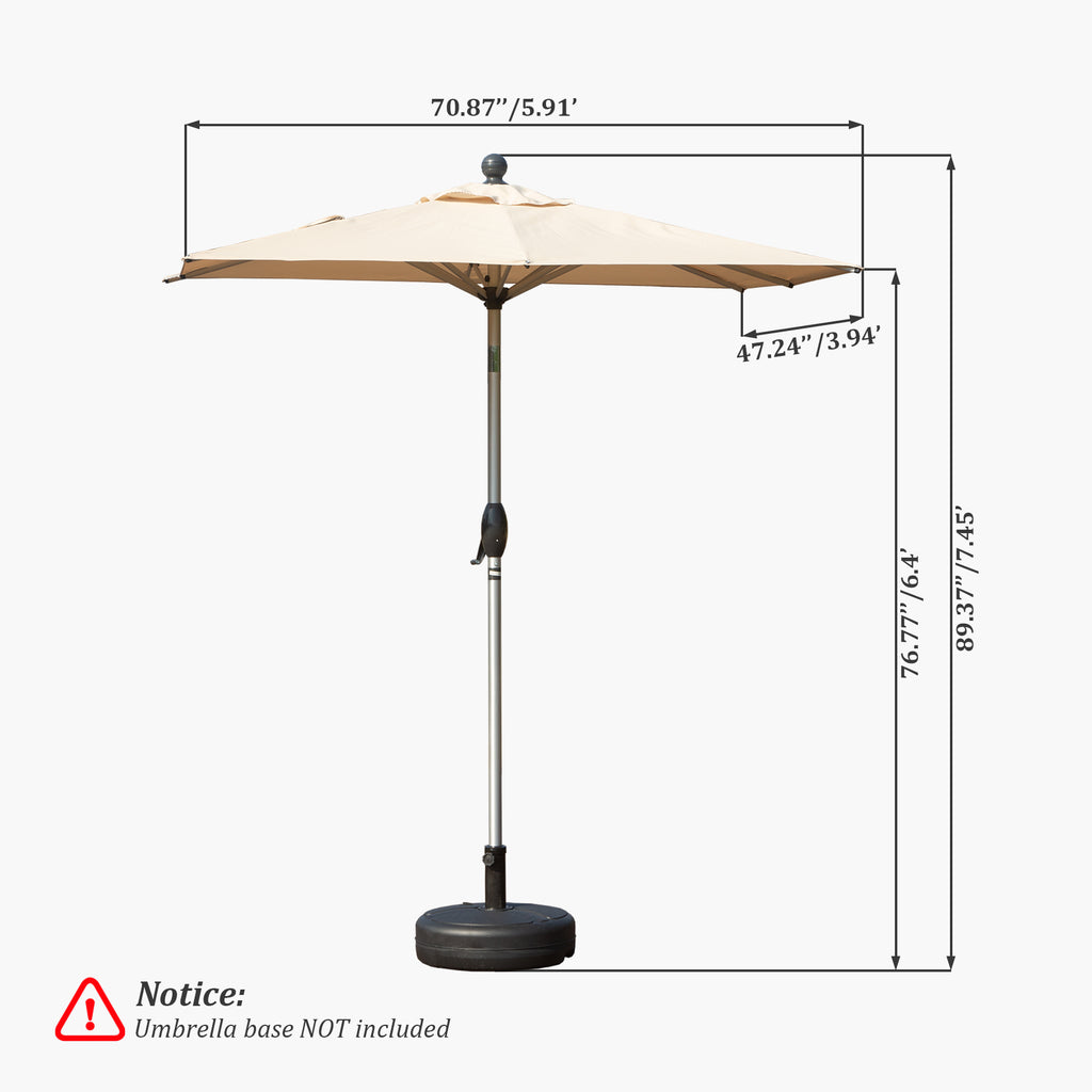 Rectangle Patio Umbrella with Crank Lift and Tilt Function