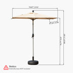 Rectangle Patio Umbrella with Crank Lift and Tilt Function