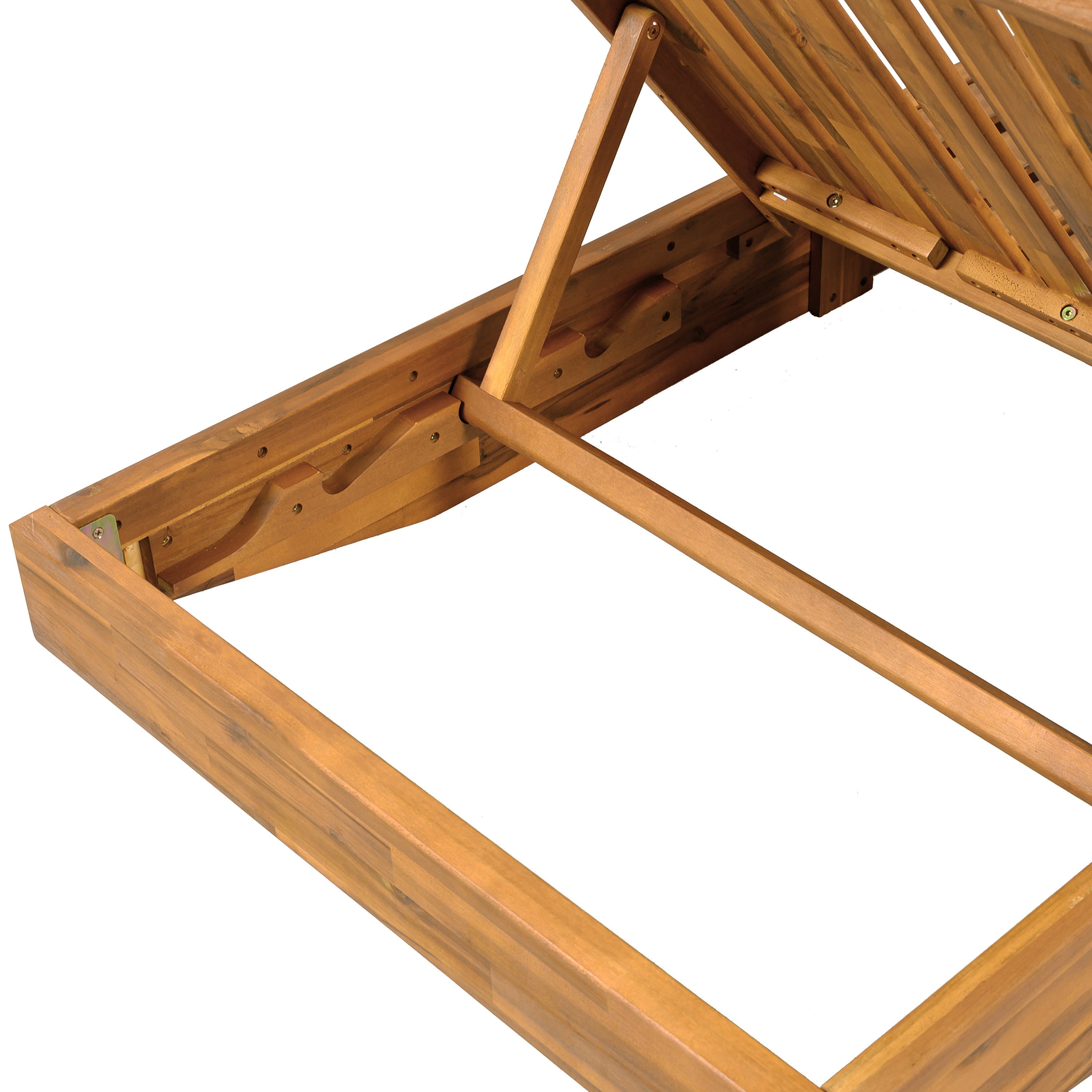 Modern Acacia Wood Outdoor Chaise Lounge with Beige Cushion