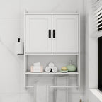 Bathroom Wall Cabinet with Doors, Adjustable Shelf, Towel Bar and Paper Holder
