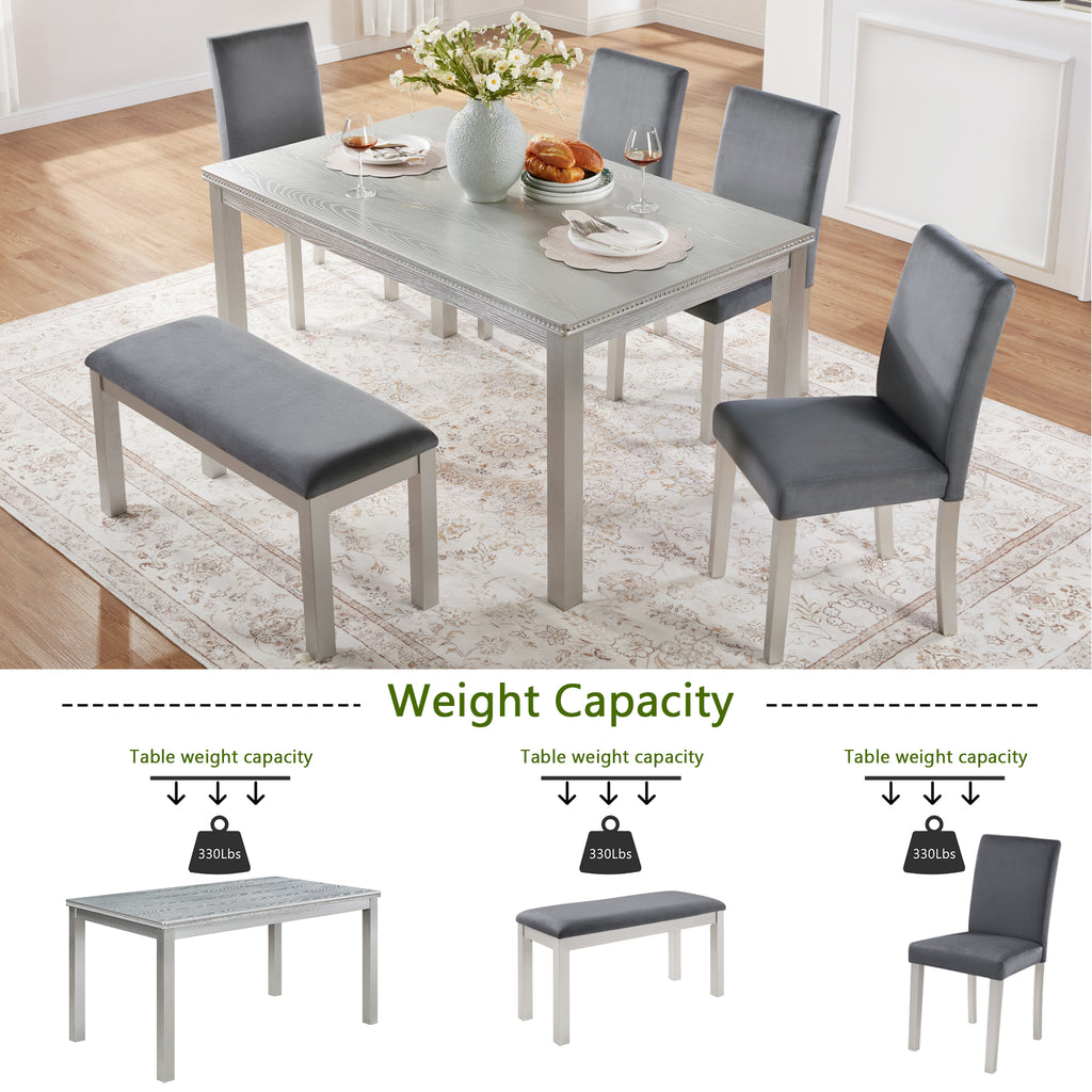 6 Piece Wooden Dining Table Set