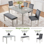 6 Piece Wooden Dining Table Set