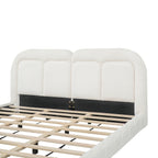 King Size Boucle Upholstered Platform Bed with Tufted Headboard