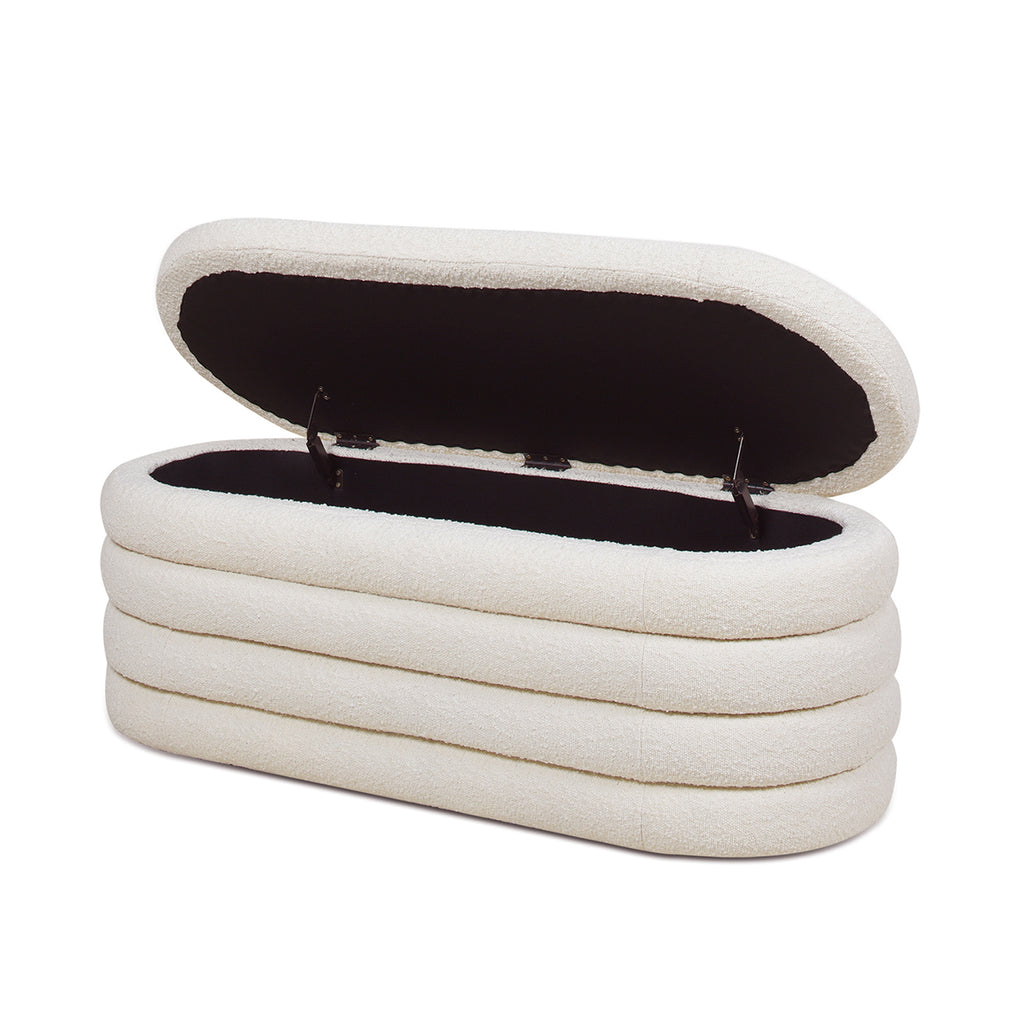 Fuji 49" Upholstered Oval Storage Bench