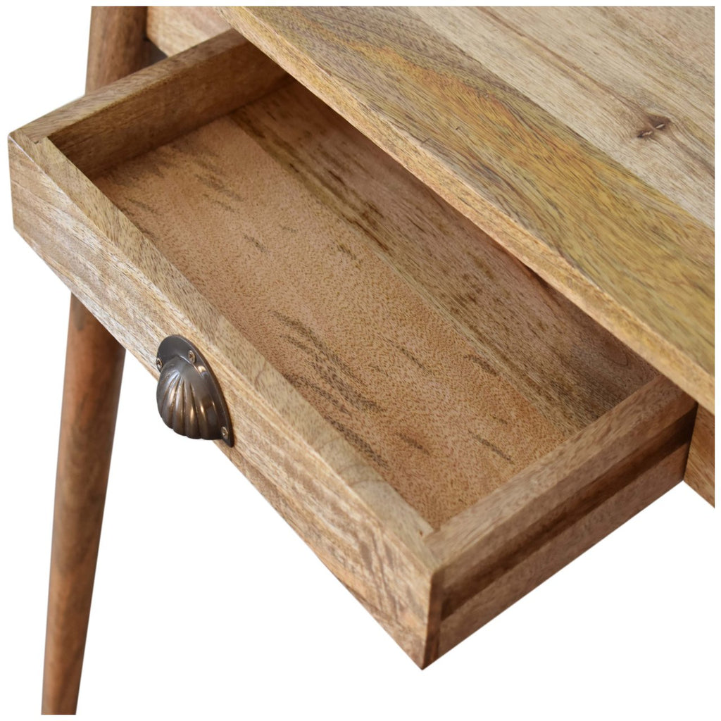 Solid Wood Mini Nordic Style Writing Desk, Oak-ish, 1-Drawer, Nordic Legs
