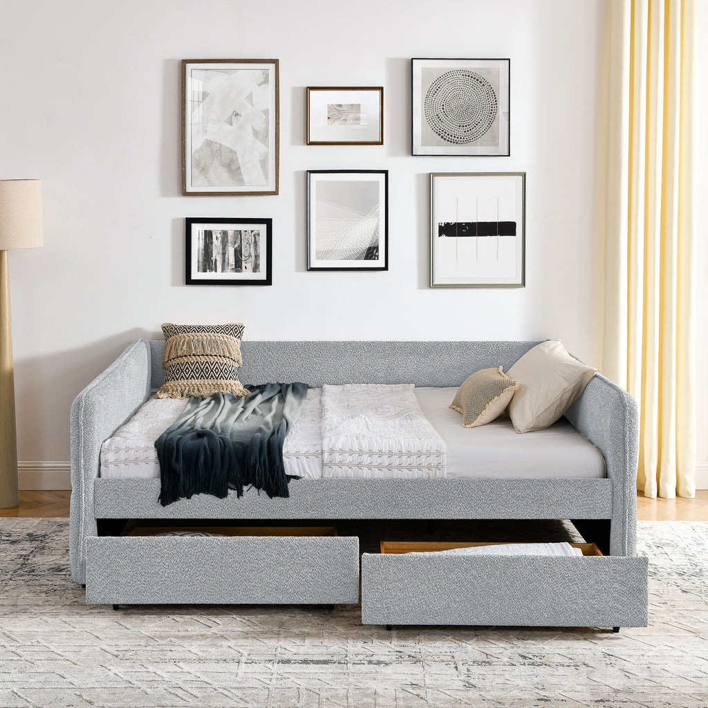 Tufted Daybed with Trundle and Two Drawers - Queen Size