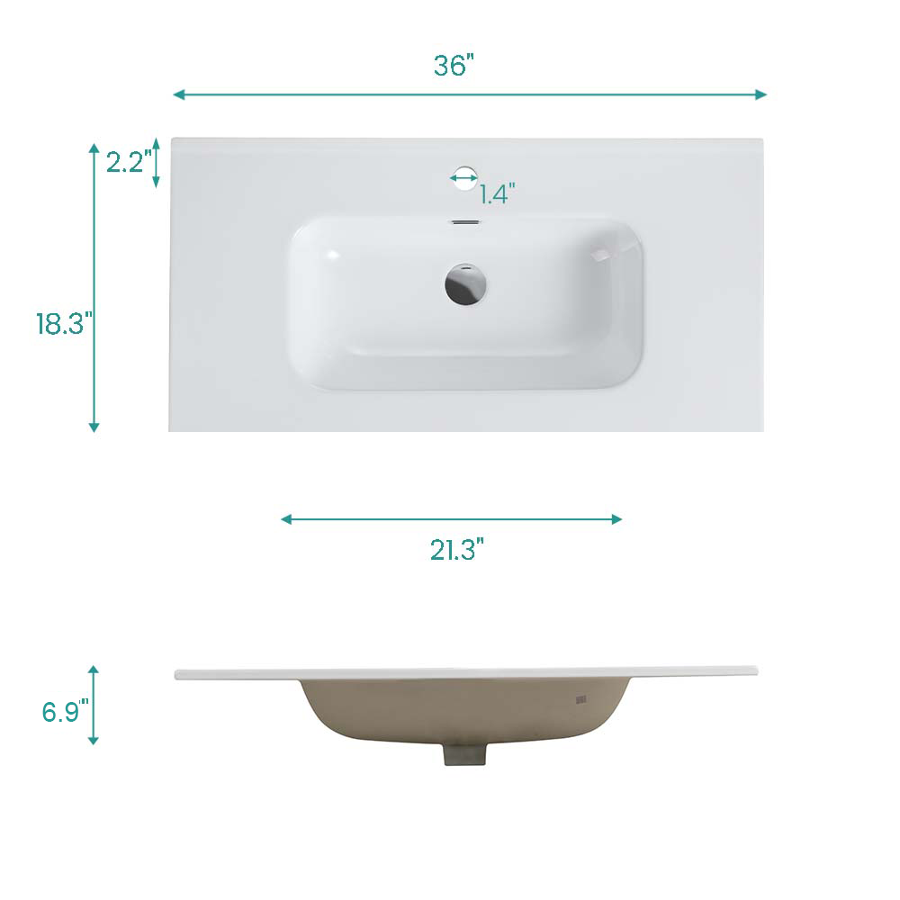 Glossy White Ceramic Sink