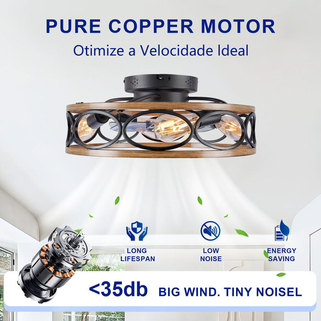 19 Inch 7 Blades Caged Ceiling Fan with Remote Control