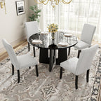 5-Piece Round Dining Table Set with Upholstered Chairs