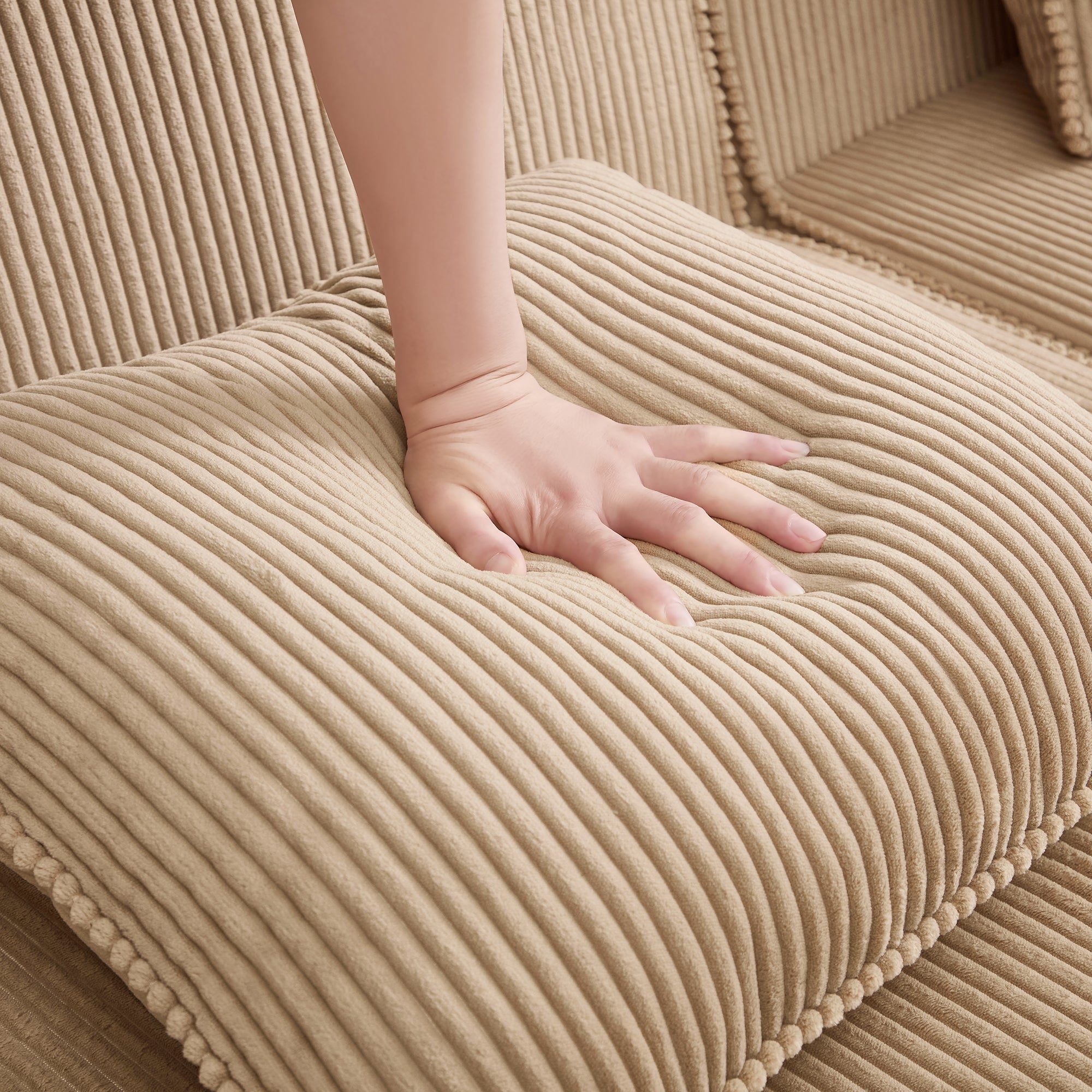 Armless Sofa W/Pillow Corduroy - Camel