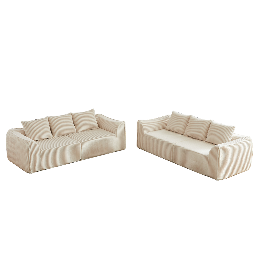 Minimalist 3+3 Seater Corduroy Sofa Set