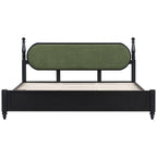 King Bed Frame, Solid Wood Platform with Slats, Modern