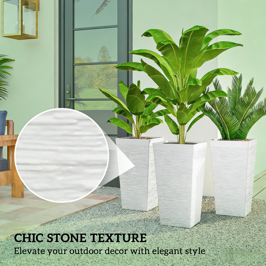 Stackable Tapered Planters, Set of 3 Outdoor Planters