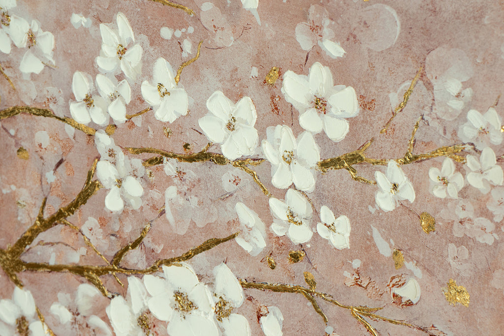 59.1x47.2" Hand-Painted Cherry Blossom Canvas Art