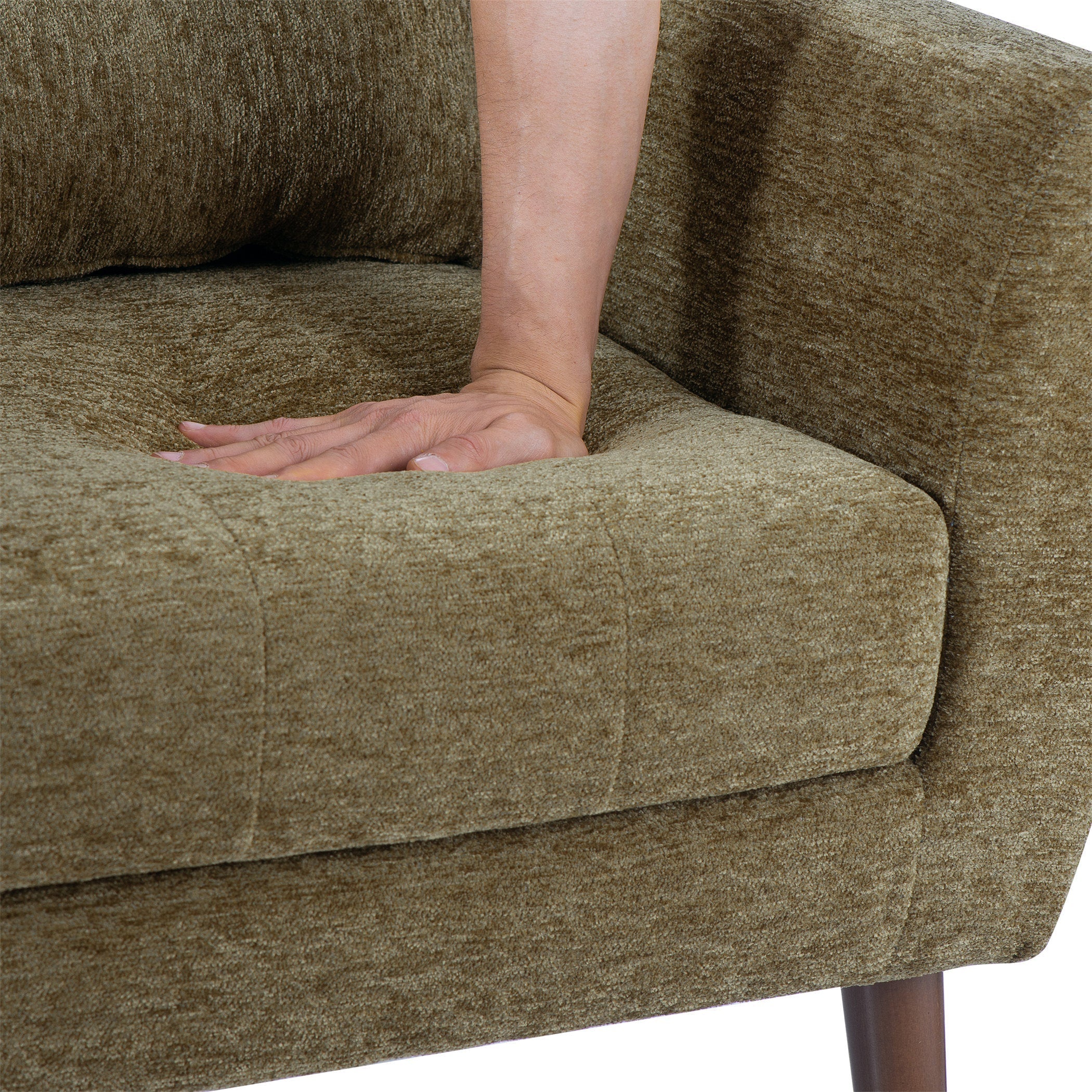 Modern Olive Green Chenille Accent Chair