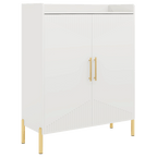 35.43 Inch White and Gold Shoe Cabinet