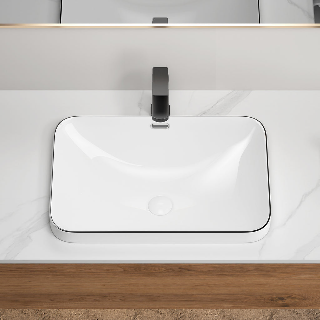 Ceramic Undermount Bathroom Sink 22.05" x 15.36"