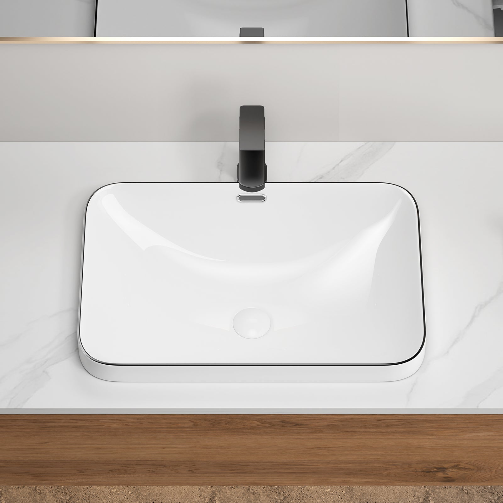Ceramic Undermount Bathroom Sink 22.05" x 15.36"
