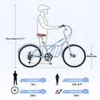 6 Speed Steel Frame 24 Inch Commuter Bike for Adults