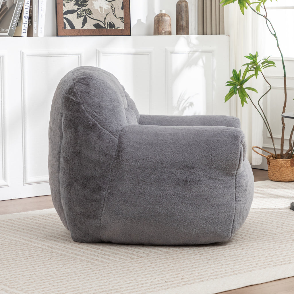 Comfy Faux Fur Bean Bag Chair with Back Support